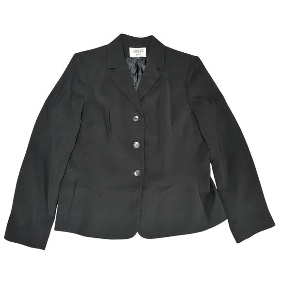 VTG Kasper ASL Womens Blazer Black Size 14 Career Workwear Jacket 100 Polyester - Picture 1 of 9